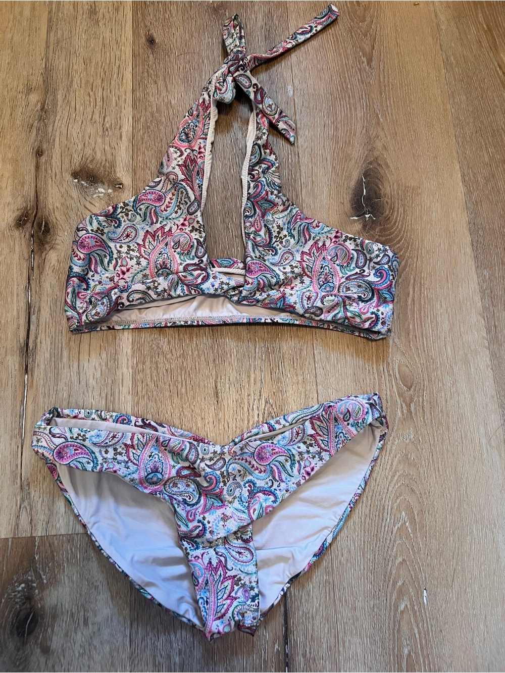 PQ Small Halter Paisley Print Bikini Set - Pink/Blue